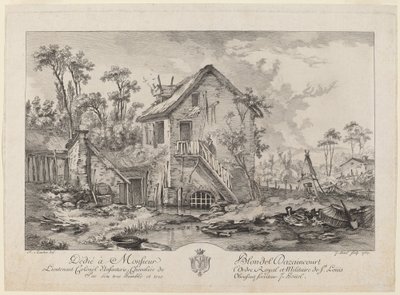 Boerenerf door Jean Pierre Louis Laurent Hoüel after François Boucher
