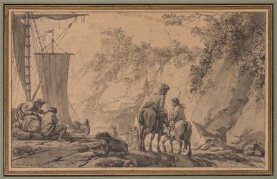 Figuren in een landschap door Jean Pierre Louis Laurent Houël