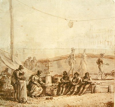 De Koffieverkoper op de Pont-Neuf, 1819 door Jean Pierre Norblin de La Gourdaine