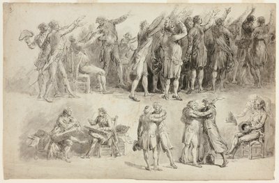 Studies voor de Eed op de Kaatsbaan door Jean Pierre Norblin de La Gourdaine