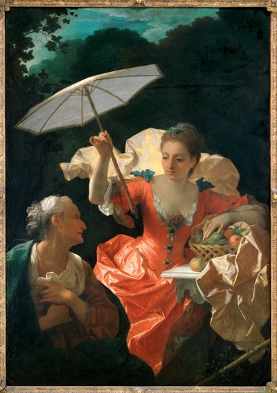 Vertumna en Pomona (schilderij op doek) door Jean Ranc