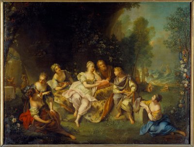 Telemachus vertelt zijn avonturen op Calypso Illustratie voor 