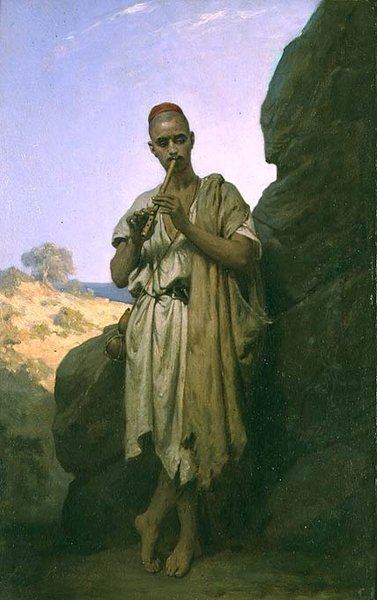 Een Arabische muzikant door Jean Raymond Hippolyte Lazerges