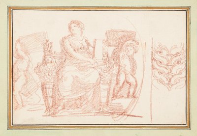 Zittende vrouwelijke figuur met boeken en putti door Jean Robert Ango