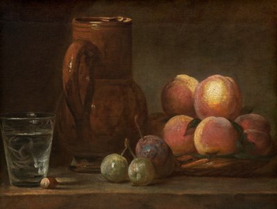Fruit, Kruik en een Glas door Jean Baptiste Simeon Chardin