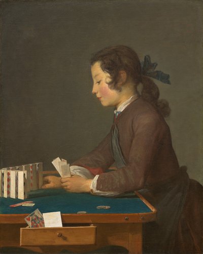 Het Kaartenhuis door Jean Baptiste Simeon Chardin