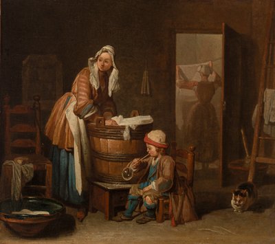 Vrouw die de Was Doet door Jean Baptiste Simeon Chardin