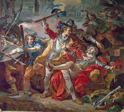 De moord op Etienne Marcel (ca. 1316-58) ontwerp voor een Gobelins tapijt, 1783 door Jean Simon Berthelemy