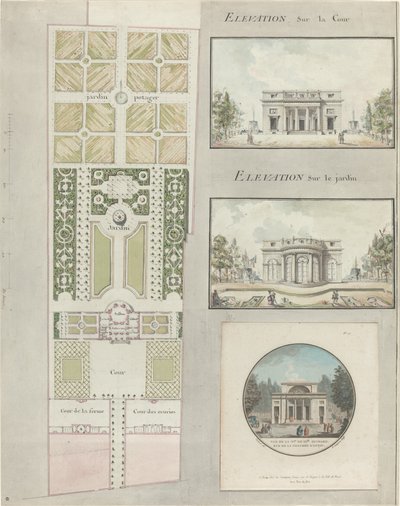 Project voor het huis en de tuinen van juffrouw Guimard door Jean Testard and Charles Philippe Campion de Tersan