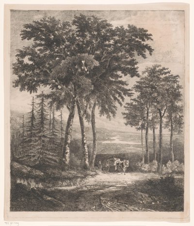 Landschap met paardenkar door Jean Théodore Joseph Linnig