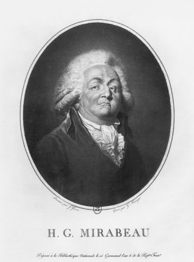 Honoré Gabriel Riqueti, graaf de Mirabeau, gegraveerd door Frantz Gabriel Fiesinger, 1797 door Jean Urbain Guerin