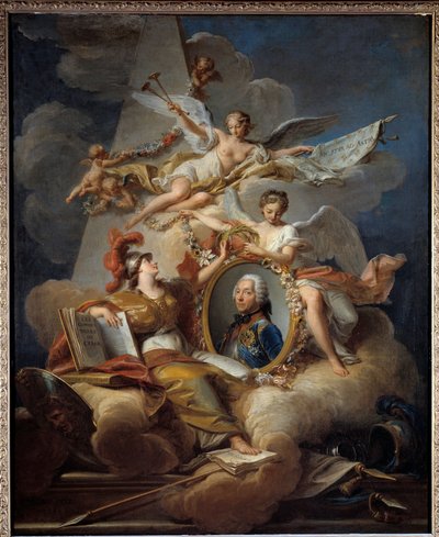 Allegorisch portret van Louis Charles Auguste Fouquet, hertog van Belle Isle, maarschalk van Frankrijk (1684-1761). Schilderij door Jean Valade (1758) door Jean Valade