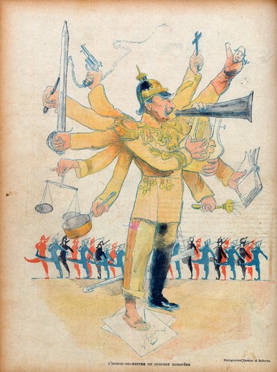 William II (1859-1941) (Kaiser Wilhelm II Duitse keizer en koning van Pruisen) - de man orkest van het Europese concert - karikatuur in 