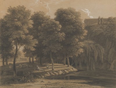 Klassiek Landschap met een Herder door Jean Victor Bertin