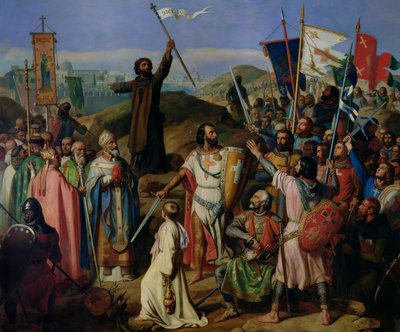 Processie van Kruisvaarders rond Jeruzalem door Jean Victor Schnetz