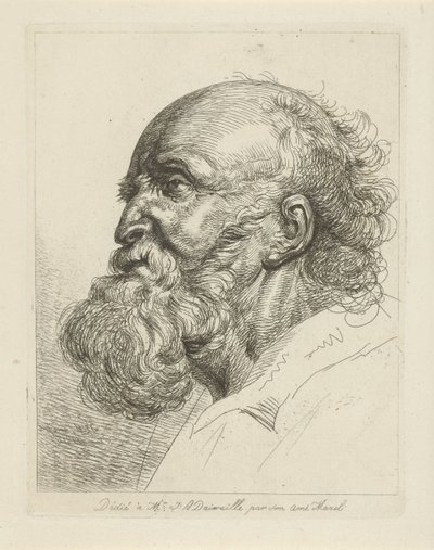 Portret van een oude man met baard door Jean Zacherie Mazel