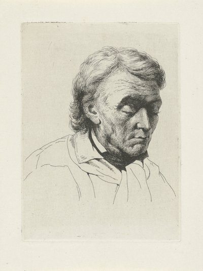 Portret van een oude man met gesloten ogen door Jean Zacherie Mazel