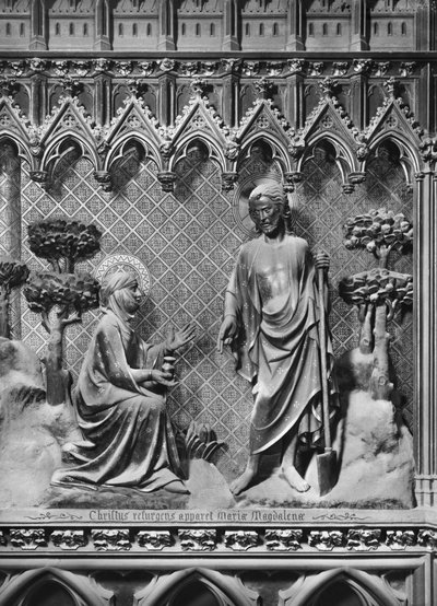 Kathedraal, interieur, koorscherm, Jezus Christus verschijnt aan Maria Magdalena, ca. 1340-51 door Jean and Jean Le Boutellier Ravy