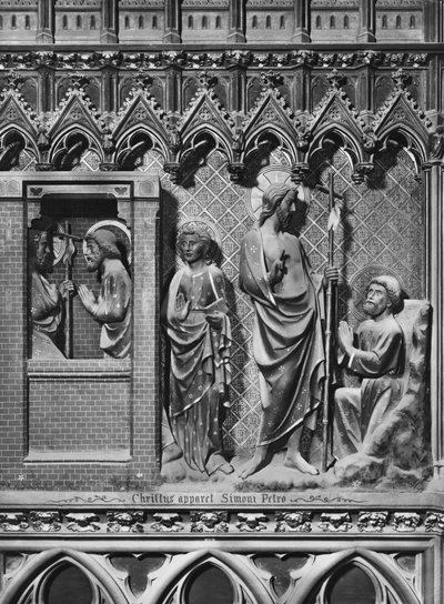 Kathedraal, interieur, koorscherm, Jezus Christus verschijnt aan Sint Petrus, ca. 1340-51 door Jean and Jean Le Boutellier Ravy