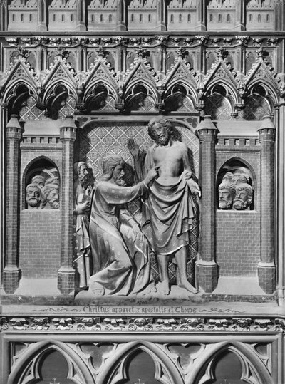 Kathedraal, interieur, koorscherm, Jezus Christus verschijnt aan de apostelen, ongeloof van St. Thomas, ca. 1340-51 door Jean and Jean Le Boutellier Ravy