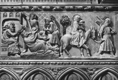 Kathedraal, interieur, koorscherm, Kindermoord en Vlucht naar Egypte, ca. 1340-51 door Jean and Jean Le Boutellier Ravy