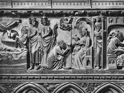 Kathedraal, interieur, koorscherm, Geboorte, Aanbidding der Wijzen, ca. 1340-51 door Jean and Jean Le Boutellier Ravy