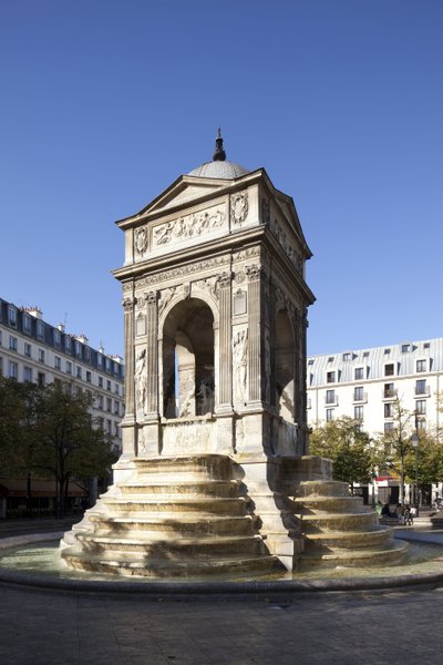 Zicht op de Fontaine des Innocents door Jean and Lescot Pierre Goujon