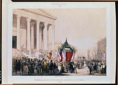 Begrafenis van de slachtoffers van de rellen van februari 1848 in de Kerk van La Madeleine, 4 maart 1848 door Jean and Raunheim, Hermann Naissant