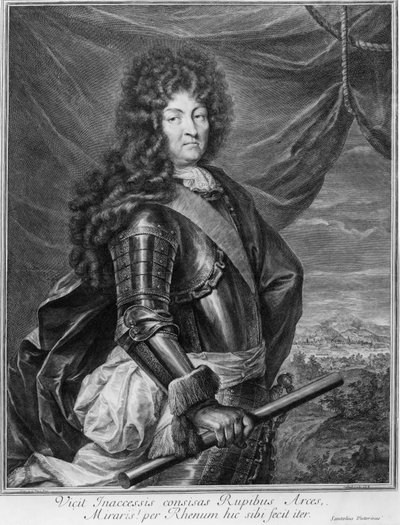 Portret van Lodewijk XIV (1638-1715) gegraveerd door Gerard Edelinck (1640-1707) door Jean de la Haye