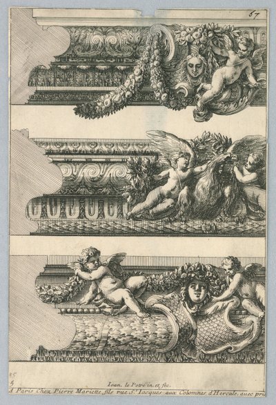 Ontwerp voor Geschilderde Lijsten, uit "Bordures de Tableau" door Jean le Pautre
