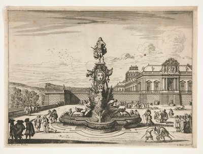 Fontein, met paleis rechtsachter door Jean le Pautre