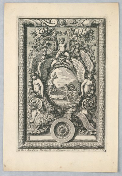 Blad uit de Set, "Ornemens de Peaneaux pour... Lambris" door Jean le Pautre