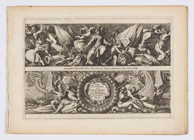 Titelpagina van "Frises, feuillages ou tritons marins, à la romaine" door Jean le Pautre