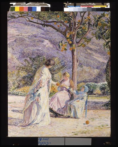 Onder de Sinaasappelboom of het Terras bij Les Pâquerettes door Jean van den Eeckhoudt