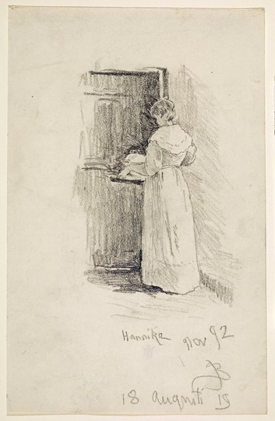 Zuster van de kunstenares met dienblad door Jeanna Bauck