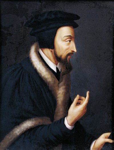 Portret van Johannes Calvijn, Franse theoloog en religieus hervormer, Miniatuur door Jeanne Henriette Rath