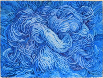 Wol Kobaltblauw, 2013 (gouache op papier) door Jeanne Maze