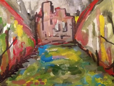 Kasteel met Vijver door Jeannette Stein