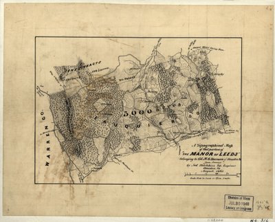 Een topografische kaart van dat deel van "The Manor of Leeds" dat toebehoort aan Col. M.G. Harman uit Staunton, Va. LOC 2005625200 door Jedediah Hotchkiss