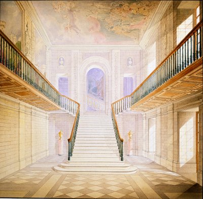 Ontwerp voor een trap in de Painted Hall, Chatsworth door Jeffry Wyatville