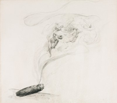 Dans la Fumée, 1800s door Jehan Georges Vibert