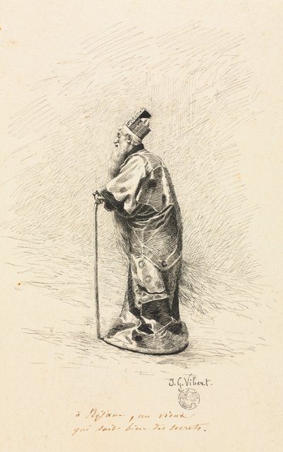 Studie voor de Tovenaar in "Conte de Fée" (Verhaal van een Fee) door Jehan Georges Vibert