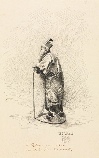 Studie voor de Tovenaar in Conte de Fée Story of a Fairy, 1800s door Jehan Georges Vibert