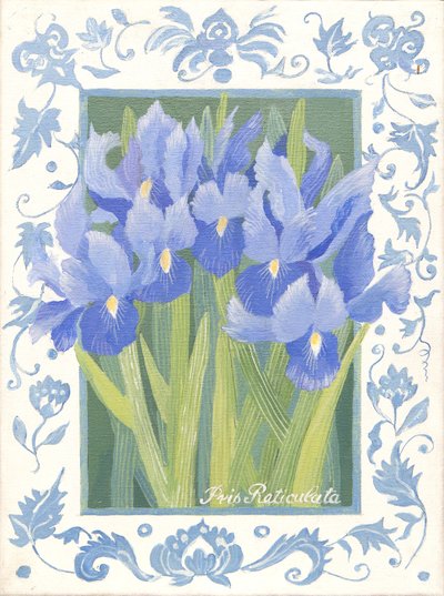 Blauwe Iris (acryl) door Jennifer Abbott