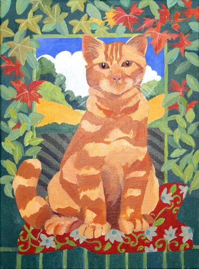 Kat, 2014 (acrylverf op doek) door Jennifer Abbott