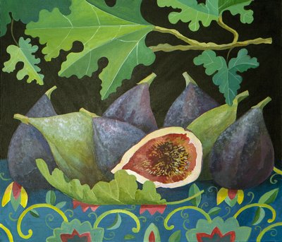 Vijgen op zwart, 2014 (acryl op doek) door Jennifer Abbott
