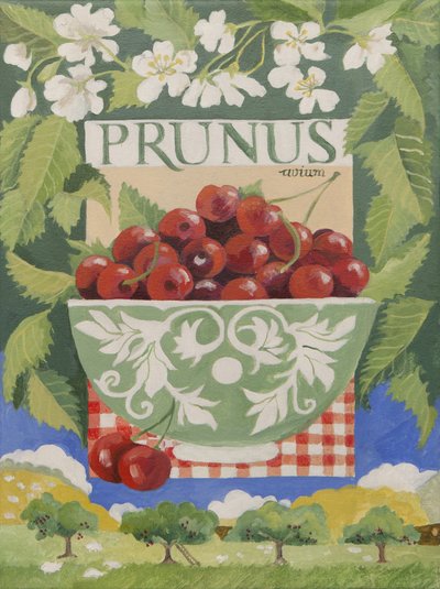 Prunus avium (acryl) door Jennifer Abbott