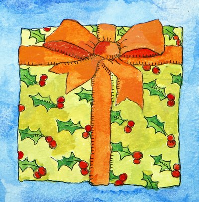 Ingepakt cadeau, 2011 (aquarel) door Jennifer Abbott