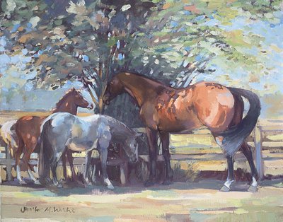Paarden - Zomer Vliegen, 1990 door Jennifer Wright