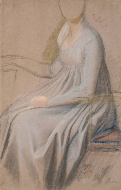 Kledingstudie voor het portret van gravin Agnete Marie Rosencrone door Jens Juel
